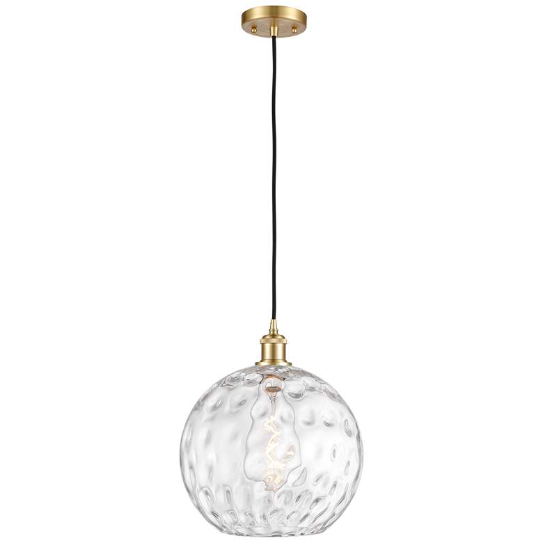 Image 1 Ballston Athens Water Glass 12 inch LED Mini Pendant - Satin Gold - Clear