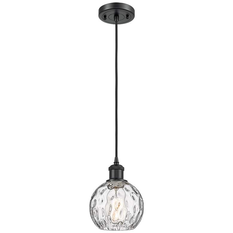 Image 1 Ballston Athens Water Glass 6" LED Mini Pendant - Matte Black - Clear