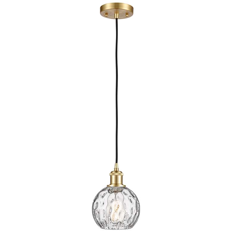 Image 1 Ballston Athens Water Glass 6" LED Mini Pendant - Satin Gold - Clear