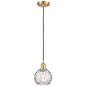 Ballston Athens Water Glass 6" LED Mini Pendant - Satin Gold - Clear Ballston Athens Water Glass 6" LED Mini Pendant - Satin Gold - Clear