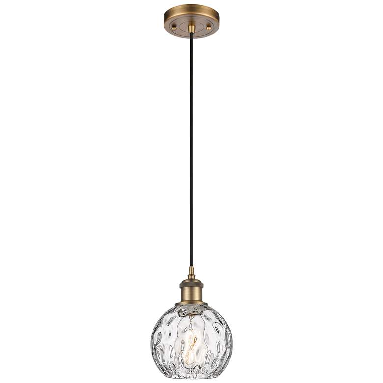 Image 1 Ballston Athens Water Glass 6" Mini Pendant - Brushed Brass - Clear