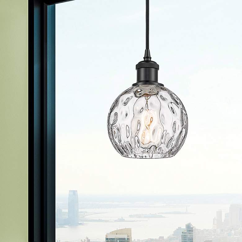 Image 1 Ballston Athens Water Glass 6" Mini Pendant - Matte Black - Clear
