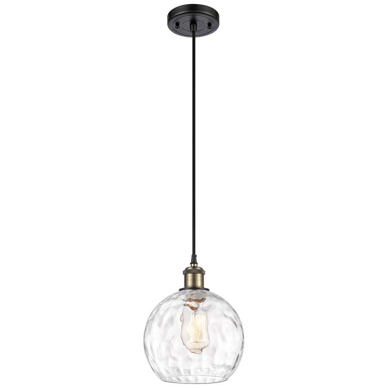 Image 1 Ballston Athens Water Glass 8" LED Mini Pendant - Black Brass - Clear