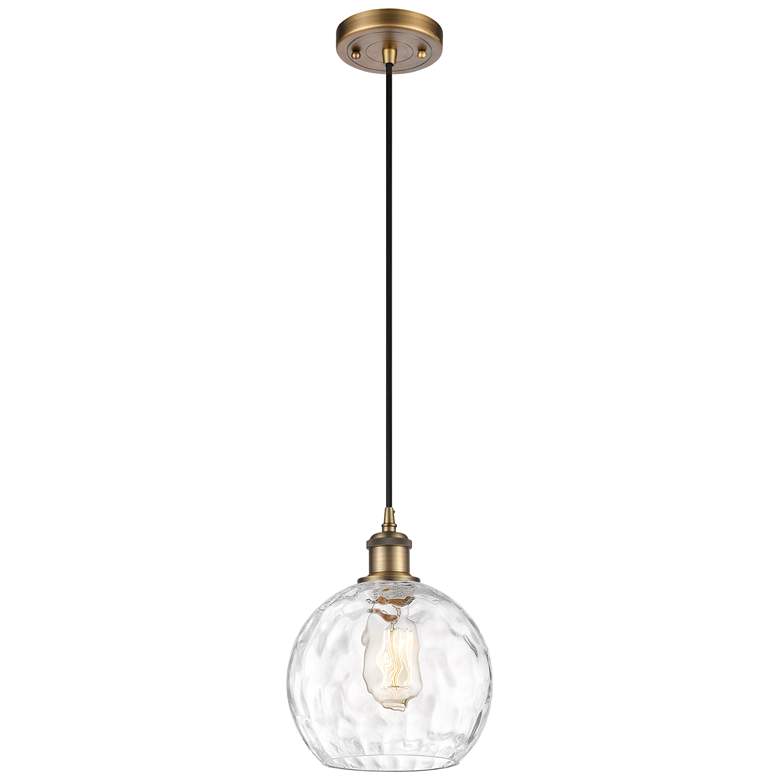Image 1 Ballston Athens Water Glass 8" LED Mini Pendant - Brushed Brass - Clea