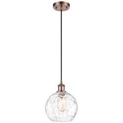 Ballston Athens Water Glass 8" LED Mini Pendant - Copper - Clear