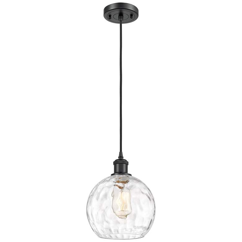 Image 1 Ballston Athens Water Glass 8" LED Mini Pendant - Matte Black - Clear