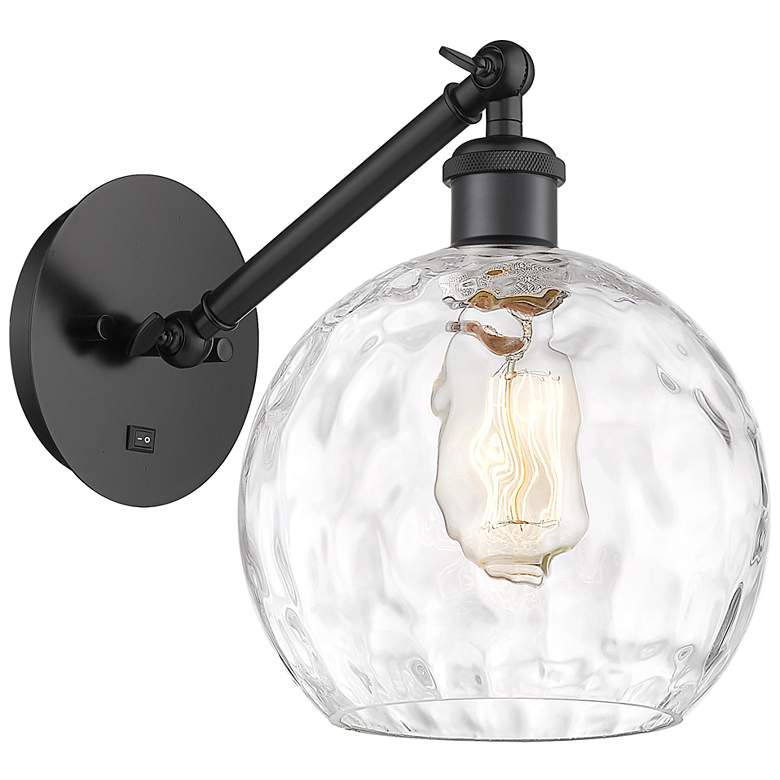 Image 1 Ballston Athens Water Glass 8" LED Sconce - Black Finish - Clear Shade
