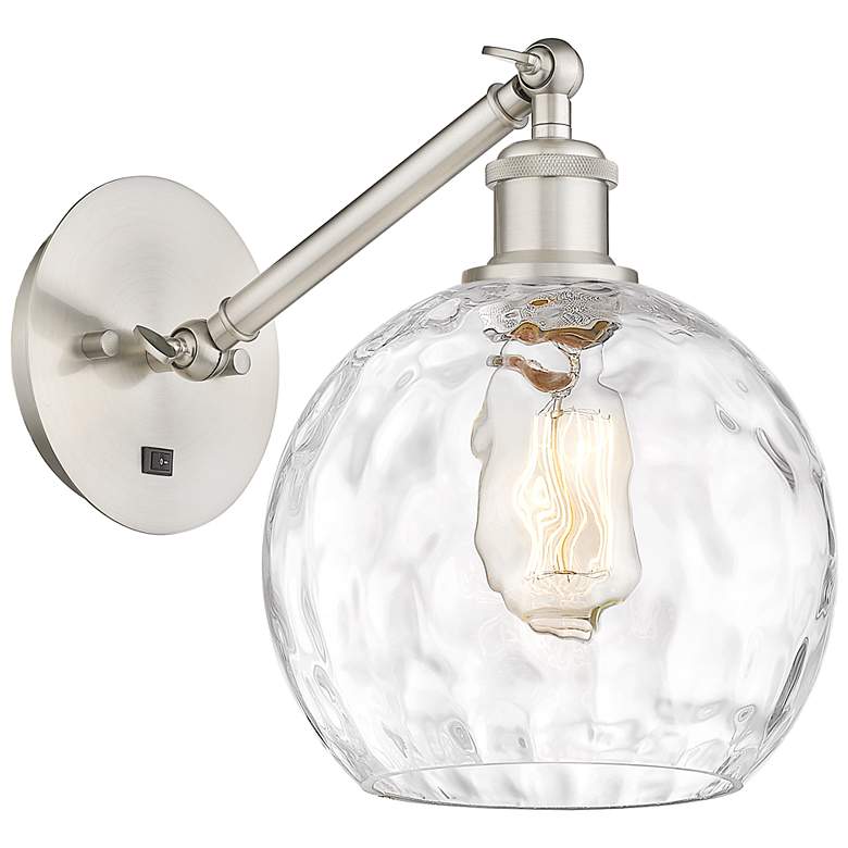 Image 1 Ballston Athens Water Glass 8" LED Sconce - Nickel Finish - Clear Shad