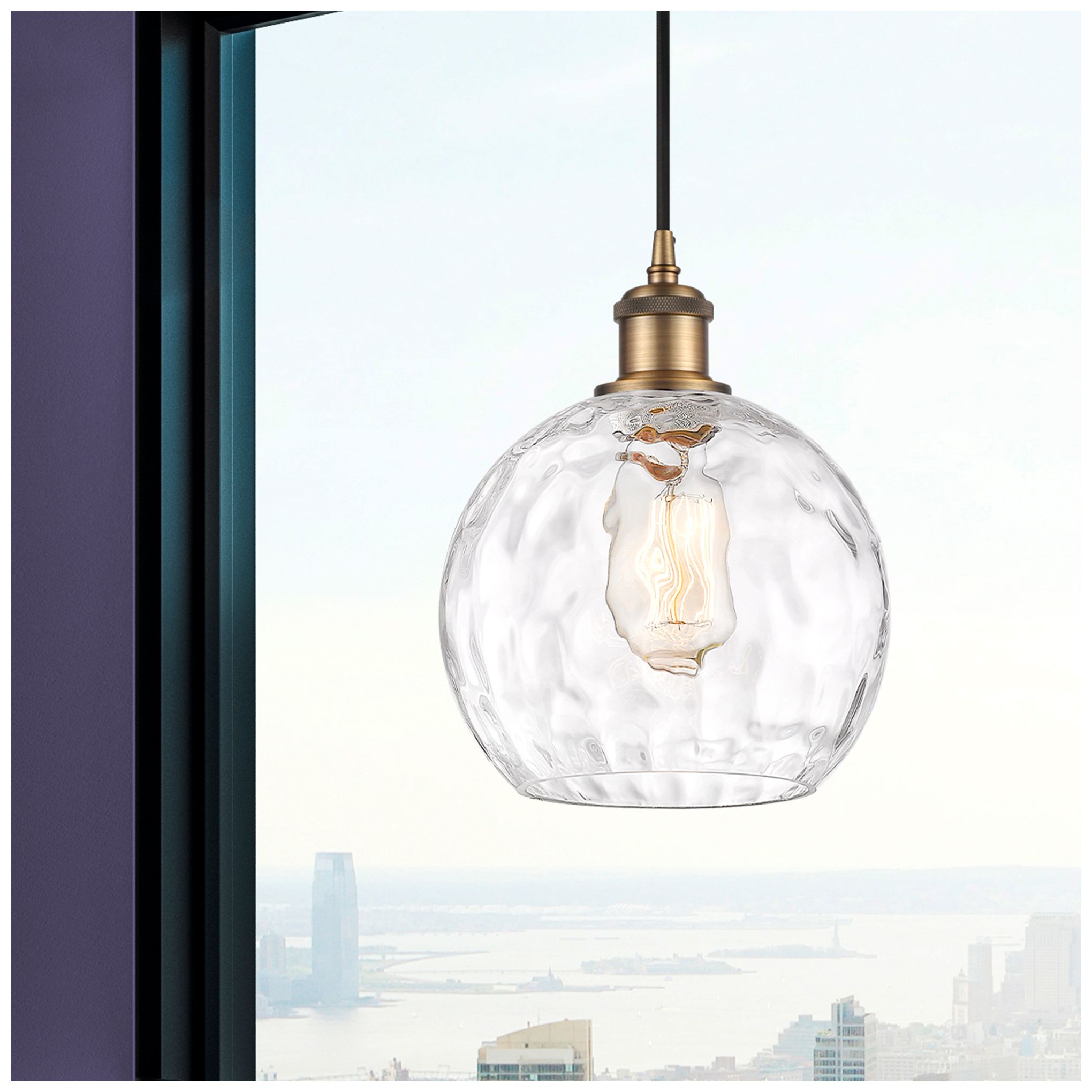 Thumbnail2 of Ballston Athens Water Glass 8" Mini Pendant - Brushed Brass - Clear more views