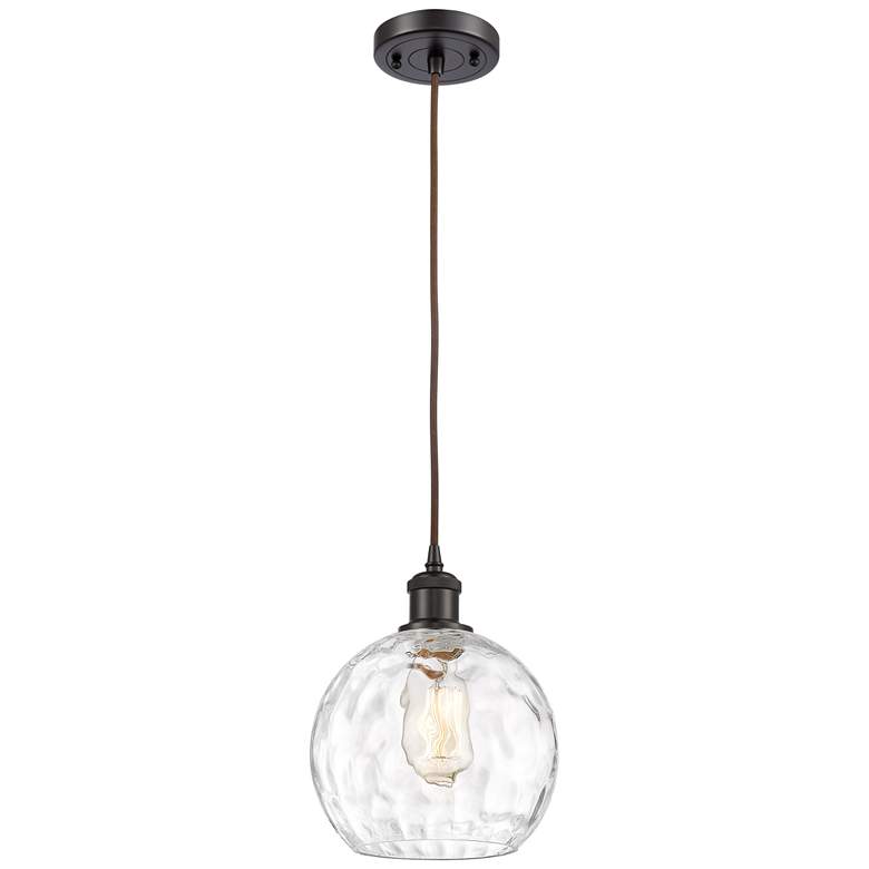 Image 1 Ballston Athens Water Glass 8" Mini Pendant - Oil Rubbed Bronze - Clea