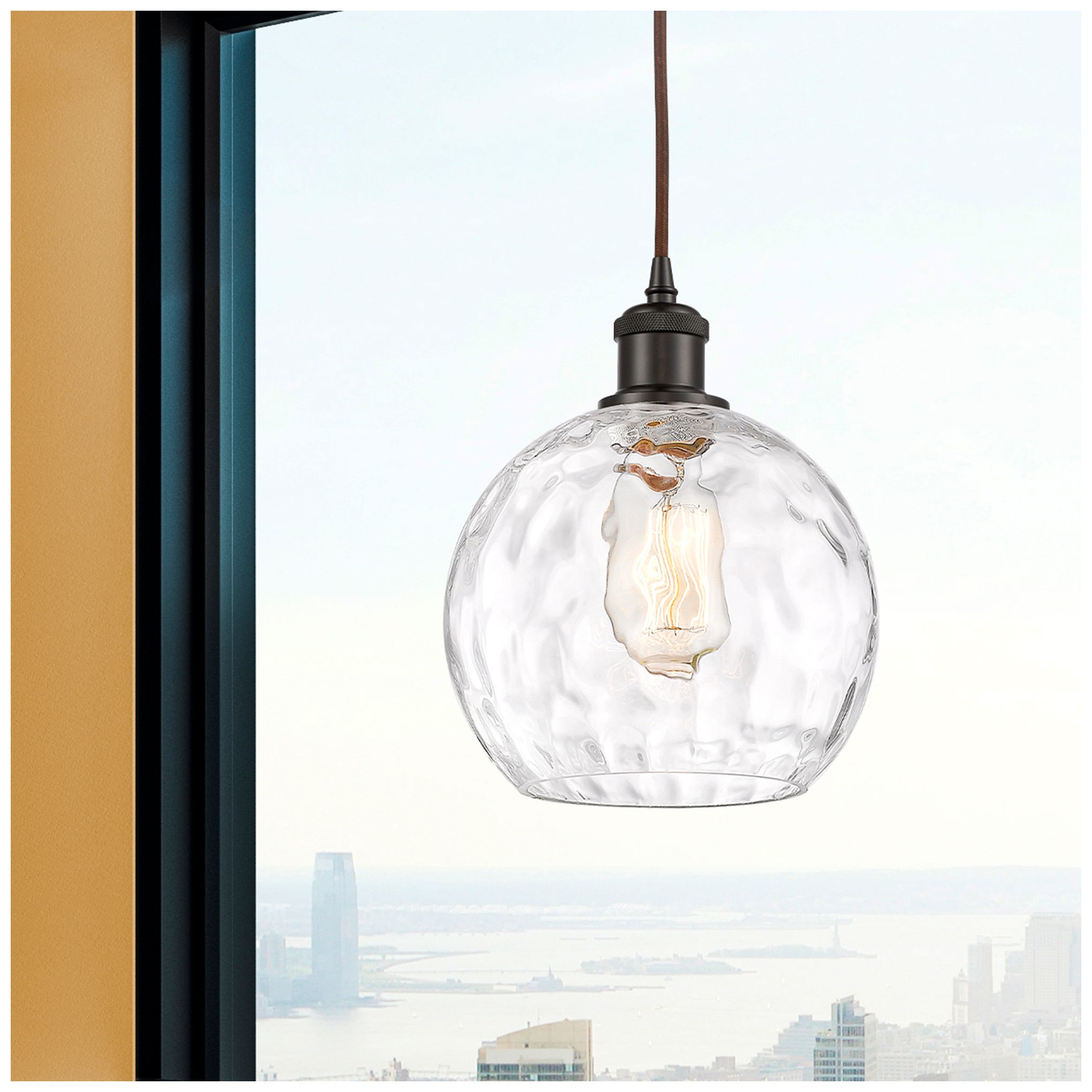 Image 2 Ballston Athens Water Glass 8" Mini Pendant - Oil Rubbed Bronze - Clea more views