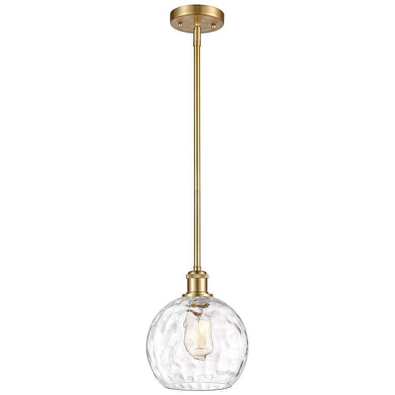 Image 1 Ballston Athens Water Glass 8" Wide Satin Gold Mini Pendant