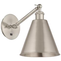 Ballston Ballston Cone 13.75"H Brushed Satin Nickel Sconce w/  Nickel