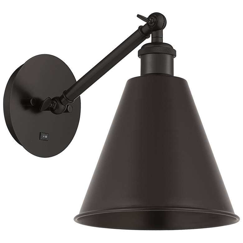 Image 1 Ballston Ballston Cone 13.75"H Matte Black Sconce With Matte Black Sha