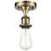 Ballston Bare Bulb  5" LED Semi-Flush Mount - Antique Brass Finish