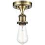Ballston Bare Bulb  5" LED Semi-Flush Mount - Antique Brass Finish