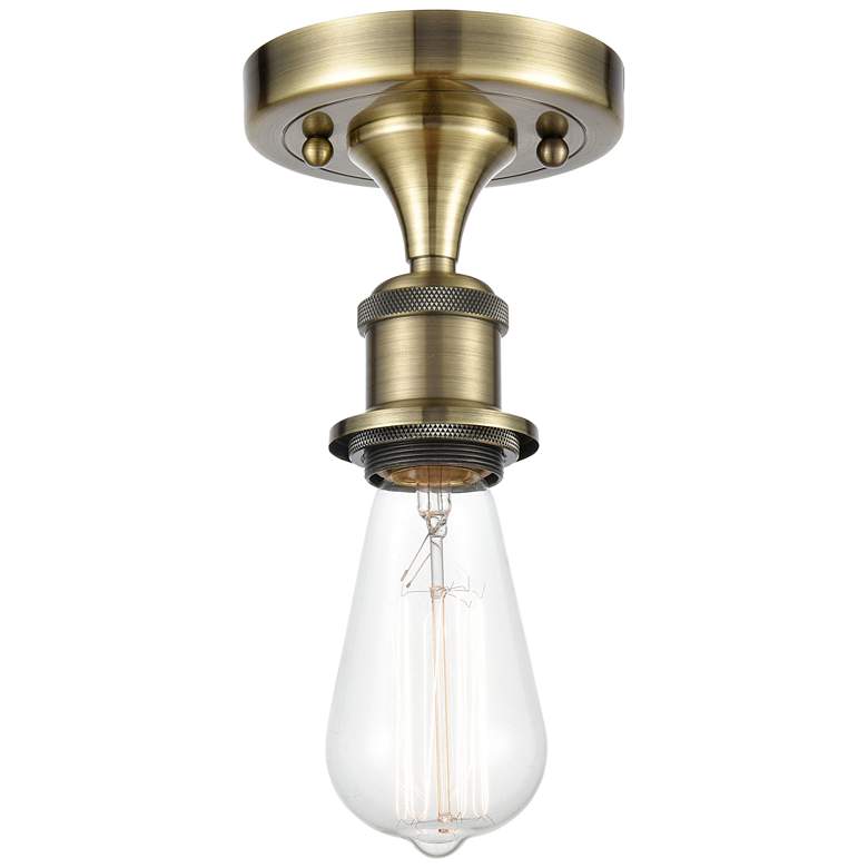 Image 1 Ballston Bare Bulb 5" LED Semi-Flush Mount - Antique Brass Finish
