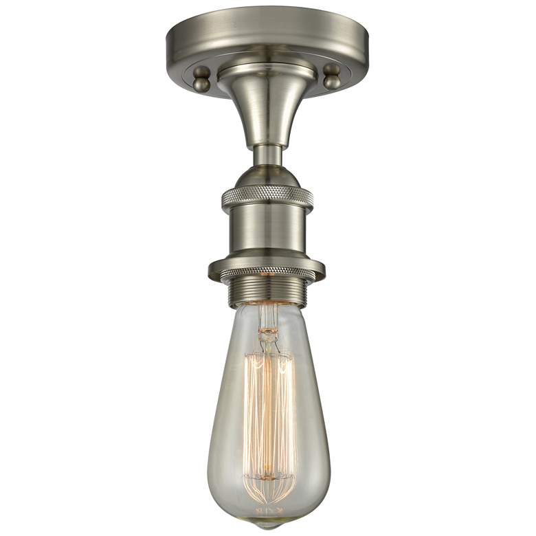 Image 1 Ballston Bare Bulb 5" LED Semi-Flush Mount - Brushed Satin Nickel Fin