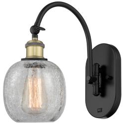 Ballston Belfast 6" Incandescent Sconce - Black Brass - Clear Crackle