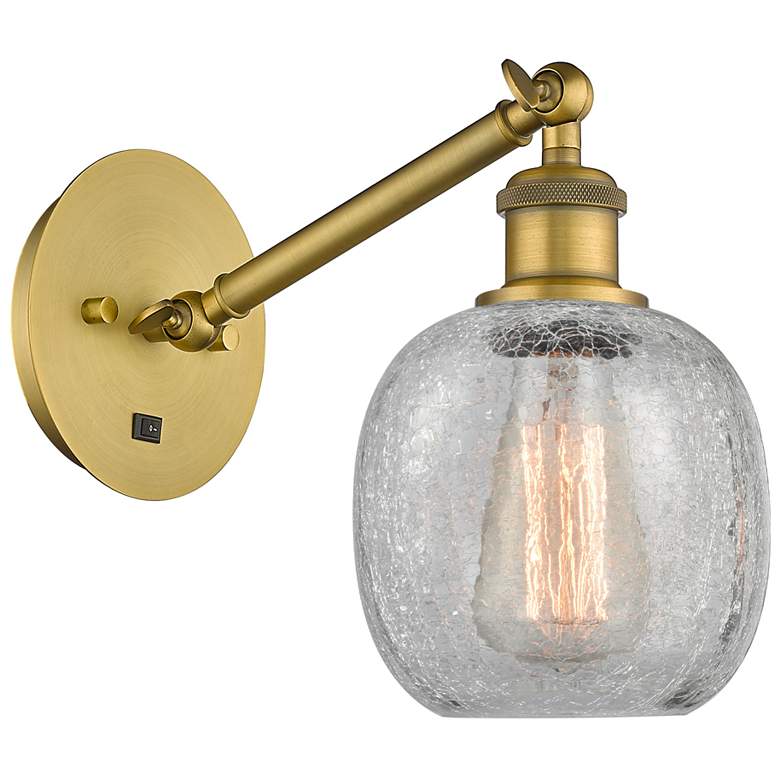 Image 1 Ballston Belfast 6" Incandescent Sconce - Brass Finish - Crackle Shade
