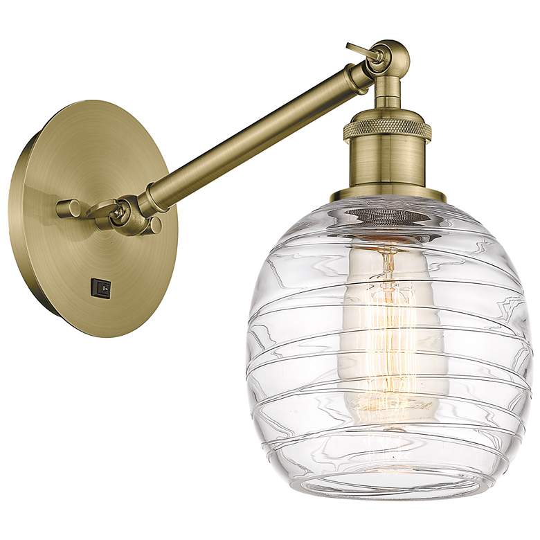 Image 1 Ballston Belfast 6" Incandescent Sconce - Brass Finish - Deco Swirl Sh