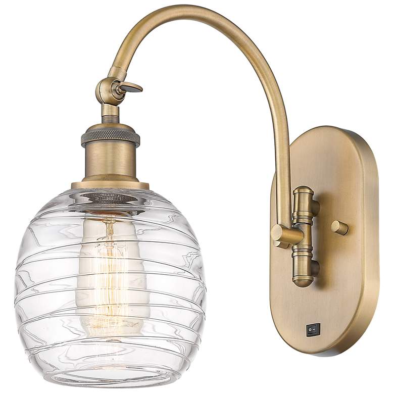 Image 1 Ballston Belfast 6" Incandescent Sconce - Brass Finish - Deco Swirl Sh