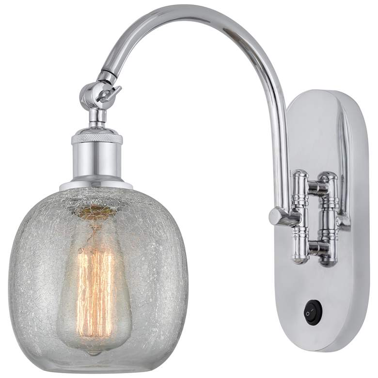 Image 1 Ballston Belfast 6" Incandescent Sconce - Chrome - Clear Crackle Shade