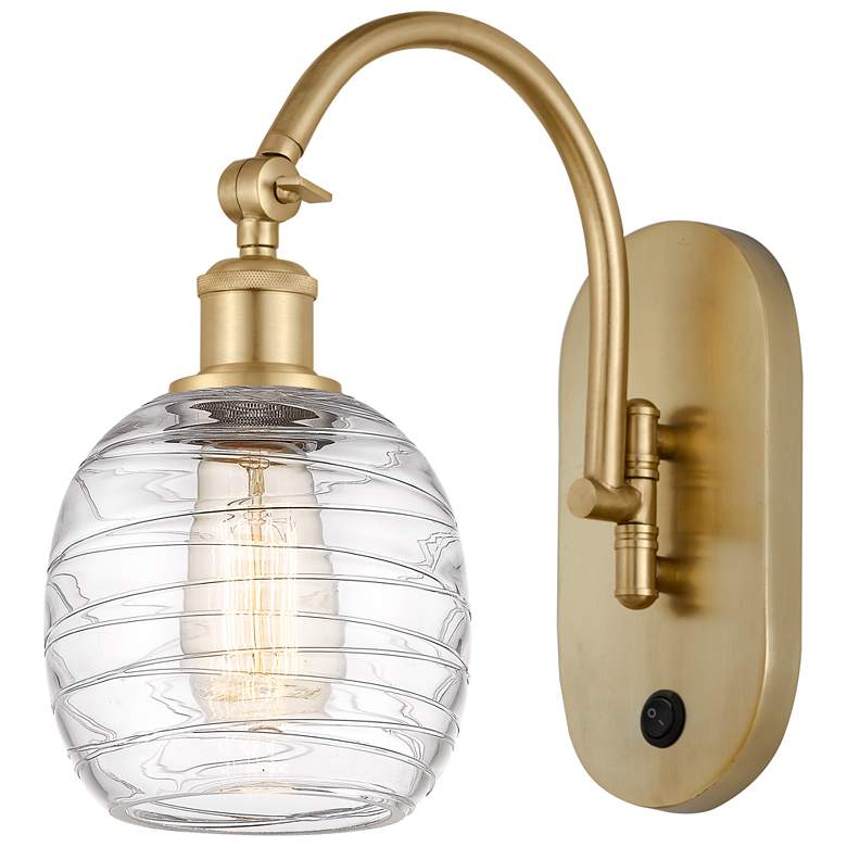Image 1 Ballston Belfast 6" Incandescent Sconce - Gold Finish - Deco Swirl Sha