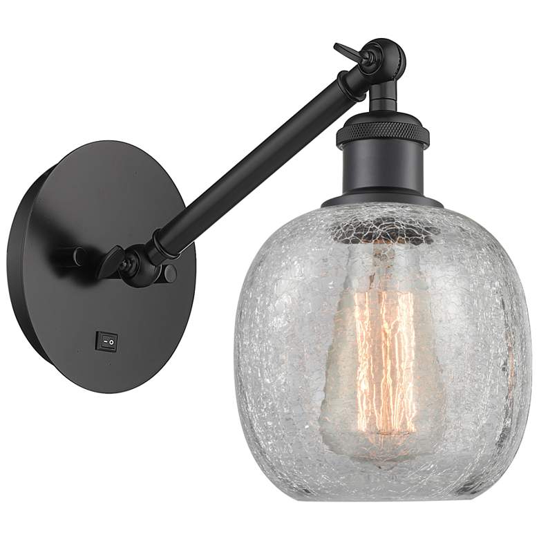 Image 1 Ballston Belfast 6" Incandescent Sconce - Matte Black - Clear Crackle