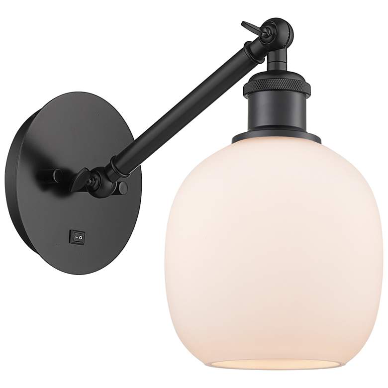 Image 1 Ballston Belfast 6" Incandescent Sconce - Matte Black - Matte White Sh
