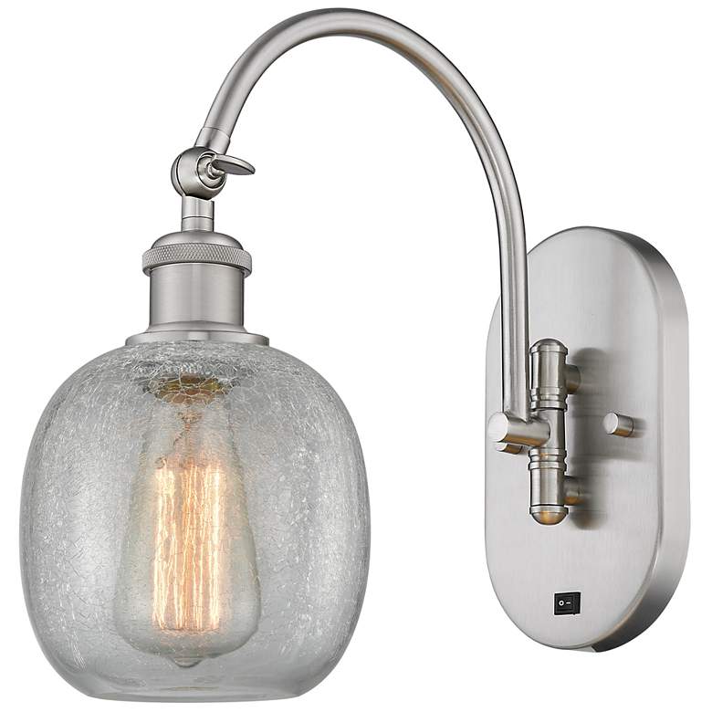 Image 1 Ballston Belfast 6" Incandescent Sconce - Nickel - Clear Crackle Shade