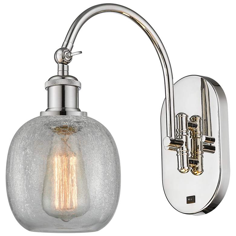 Image 1 Ballston Belfast 6" Incandescent Sconce - Nickel - Clear Crackle Shade