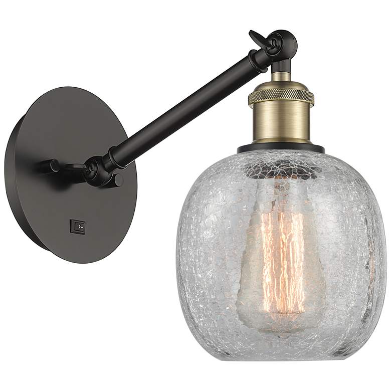 Image 1 Ballston Belfast 6" LED Sconce - Black Brass Finish - Clear Crackle Sh