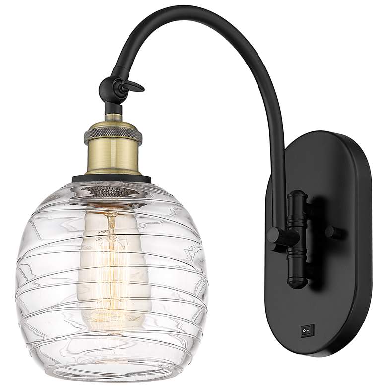 Image 1 Ballston Belfast 6" LED Sconce - Black Brass Finish - Deco Swirl Shade