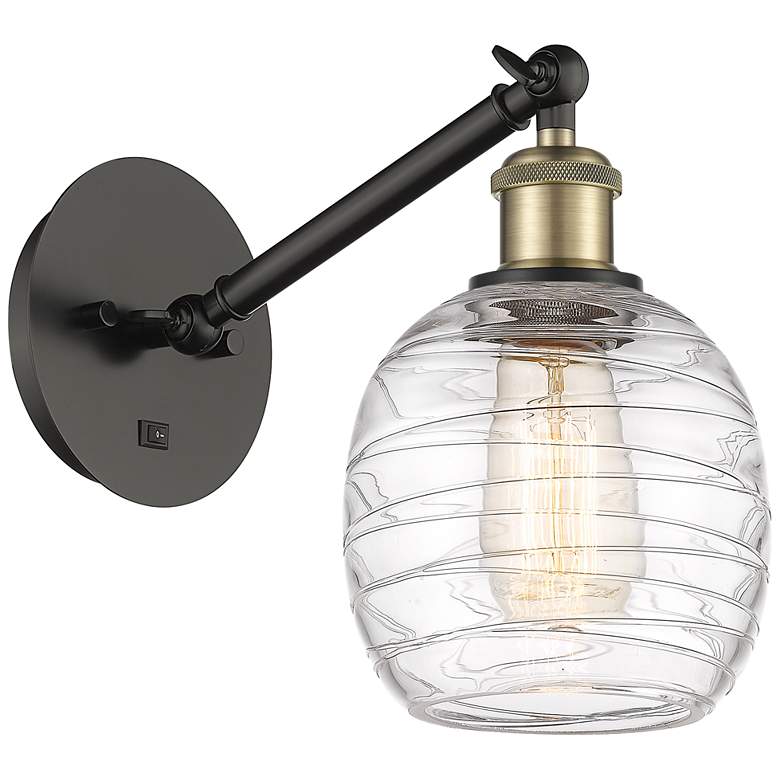 Image 1 Ballston Belfast 6" LED Sconce - Black Brass Finish - Deco Swirl Shade
