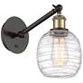 Ballston Belfast 6" LED Sconce - Black Brass Finish - Deco Swirl Shade
