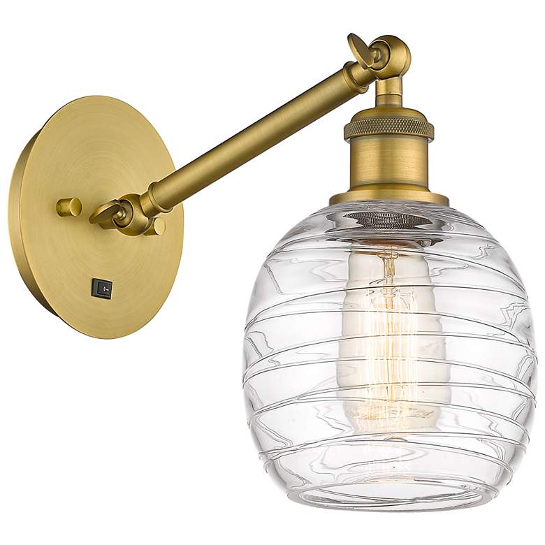 Image 1 Ballston Belfast 6" LED Sconce - Brass Finish - Deco Swirl Shade