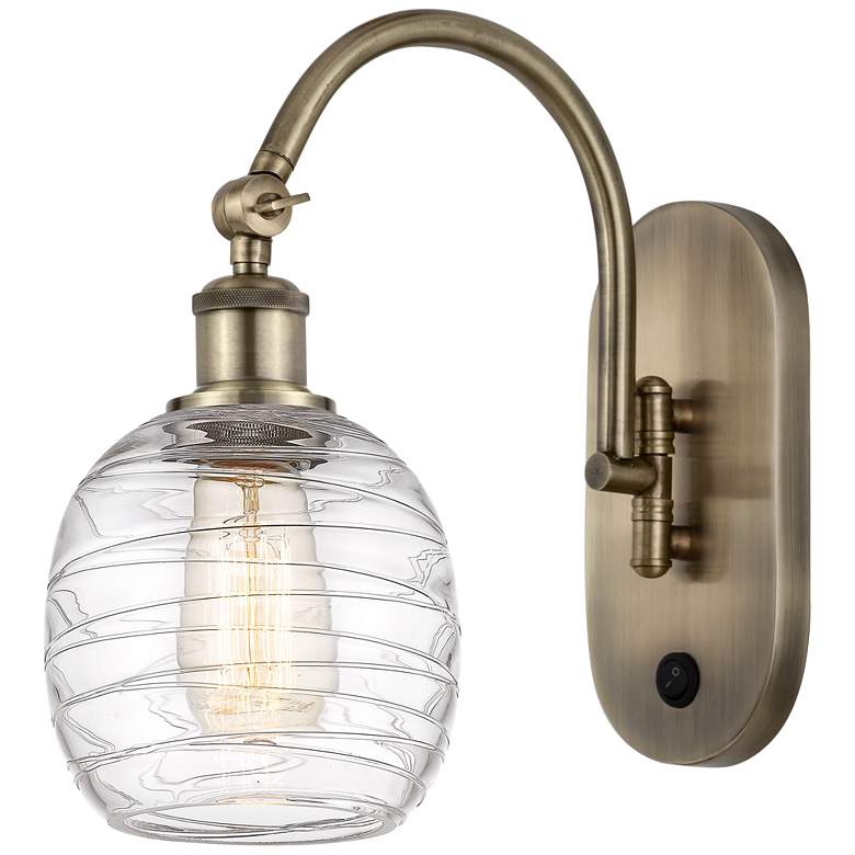 Image 1 Ballston Belfast 6" LED Sconce - Brass Finish - Deco Swirl Shade