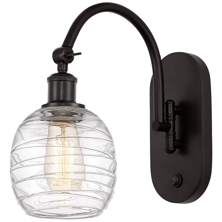Image 1 Ballston Belfast 6" LED Sconce - Bronze Finish - Deco Swirl Shade