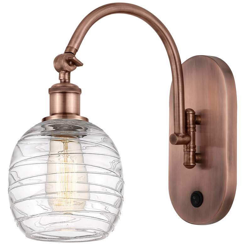 Image 1 Ballston Belfast 6" LED Sconce - Copper Finish - Deco Swirl Shade