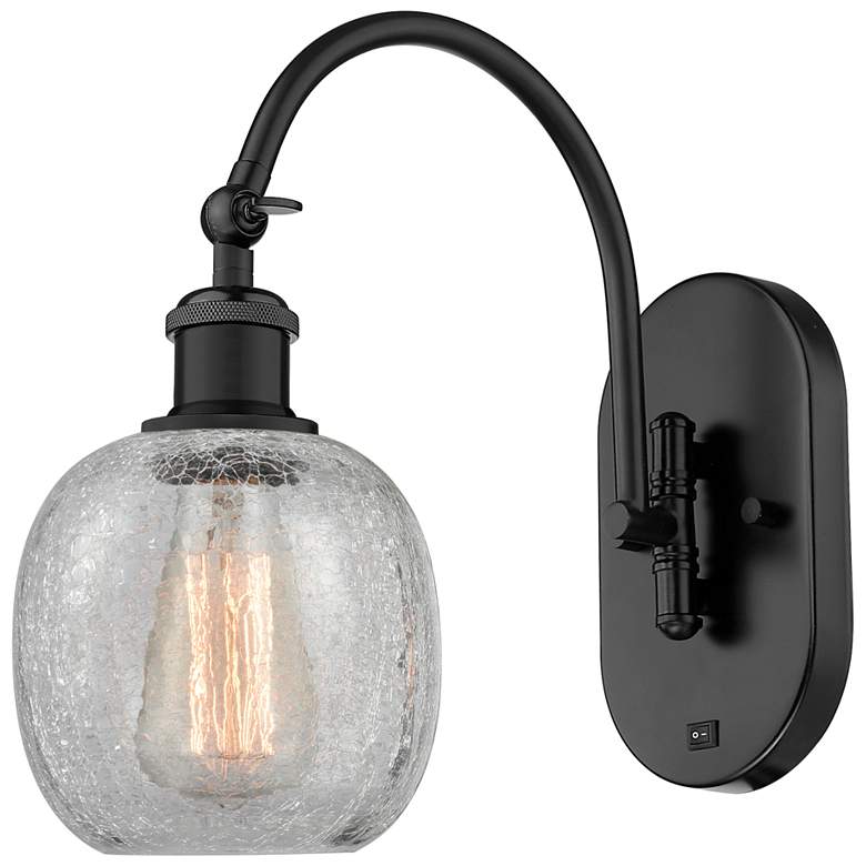 Image 1 Ballston Belfast 6" LED Sconce - Matte Black Finish - Clear Crackle Sh