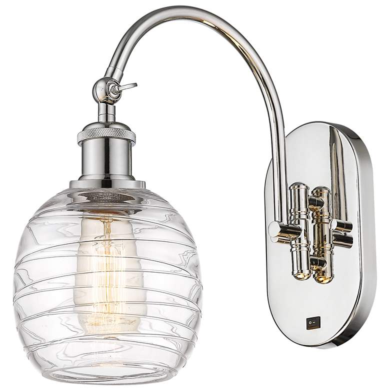 Image 1 Ballston Belfast 6" LED Sconce - Nickel Finish - Deco Swirl Shade