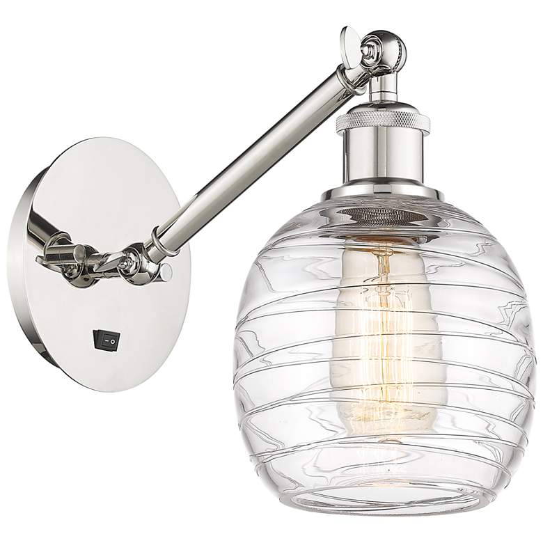 Image 1 Ballston Belfast 6" LED Sconce - Nickel Finish - Deco Swirl Shade