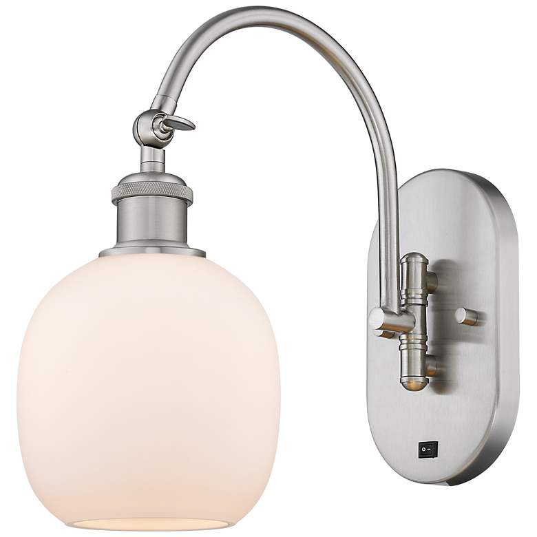 Image 1 Ballston Belfast 6" LED Sconce - Nickel Finish - Matte White Shade