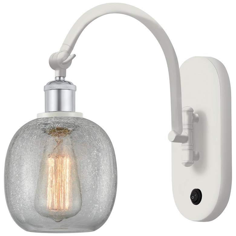 Image 1 Ballston Belfast 6 inch LED Sconce - White &#38; Chrome - Clear Crackle Sh