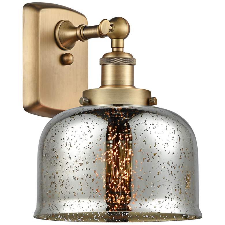 Image 1 Ballston Bell 13" High Brushed Brass Sconce w/ Mercury Shade