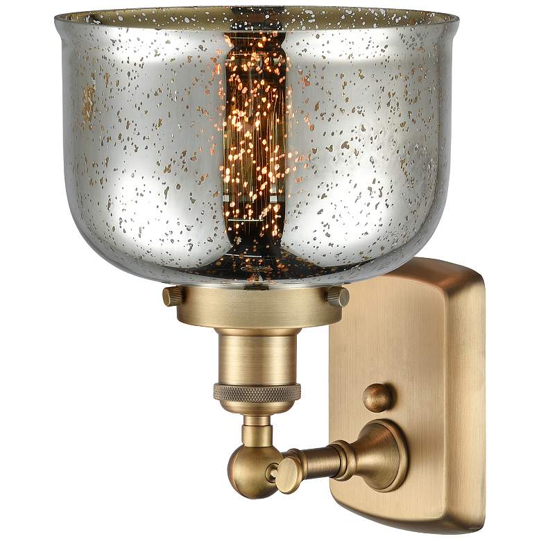 Image 2 Ballston Bell 13" High Brushed Brass Sconce w/ Mercury Shade more views