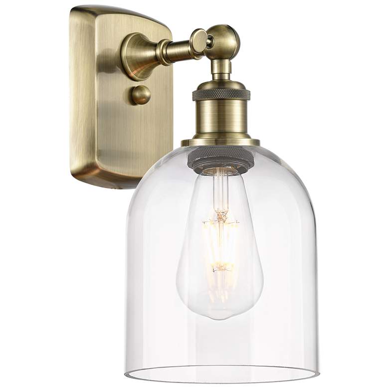 Image 1 Ballston Bella 10.5" High Antique Brass Sconce With Clear Shade