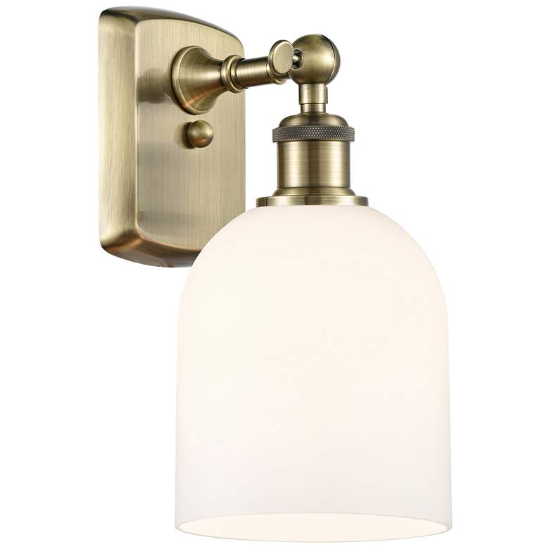 Image 1 Ballston Bella 10.5" High Antique Brass Sconce With Glossy White Shade