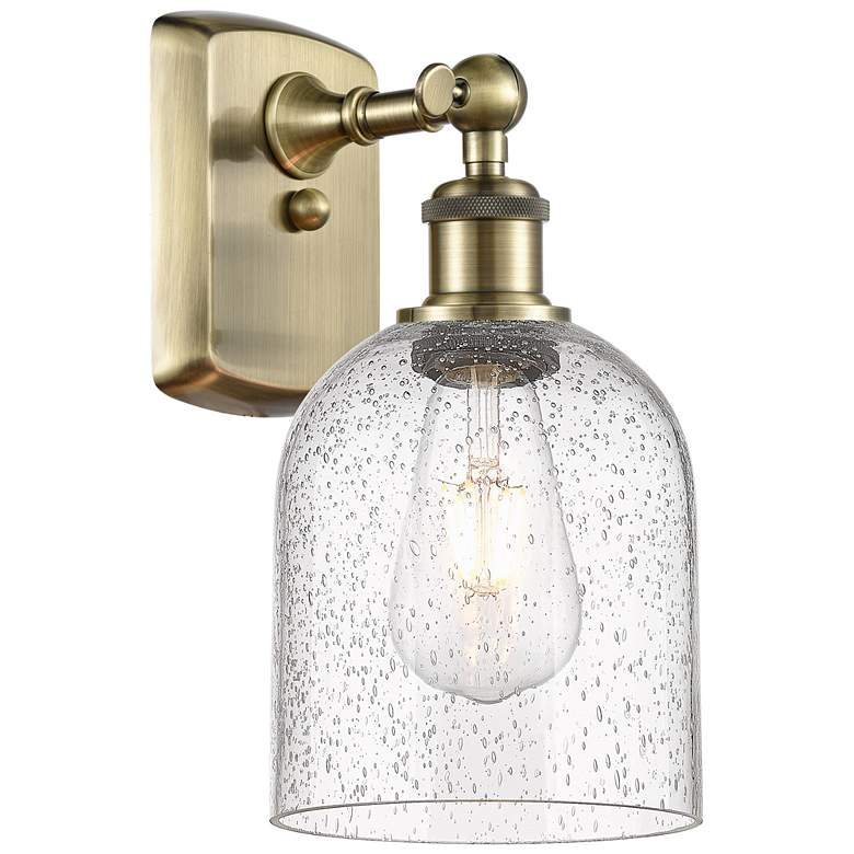 Image 1 Ballston Bella 10.5" High Antique Brass Sconce With Seedy Shade